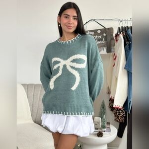 STELLA CARLSBAD | "All Tied Up" Cozy Sweater | Teal | XS